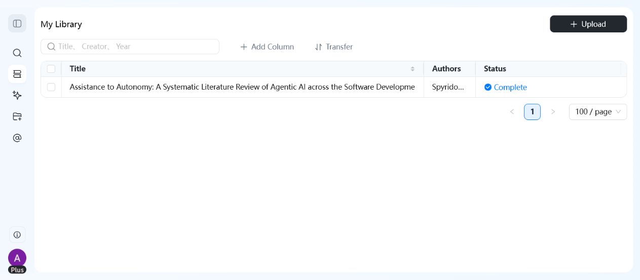 WisPaper library with saved research papers